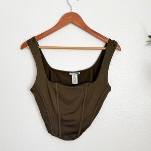 Fashion Nova Olive Green Sleeveless Crop Top Large